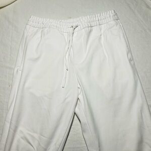 Zara men’s track pant white elastic drawstring waist cotton blend
